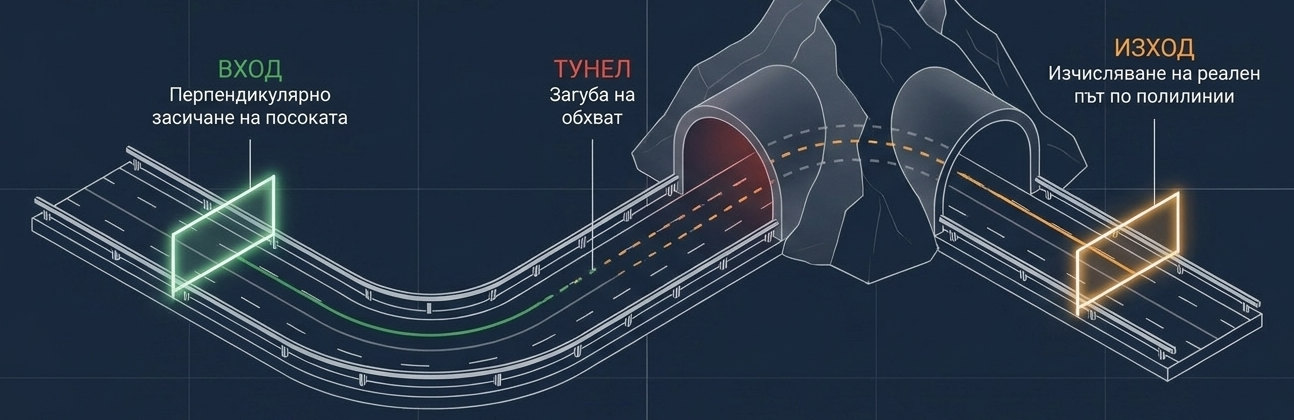 Вход, тунел и изход на отсечка — виртуални портали