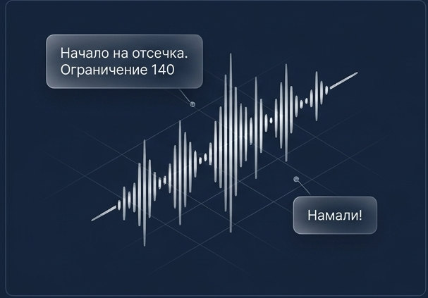 Гласови съобщения: начало на отсечка, намали
